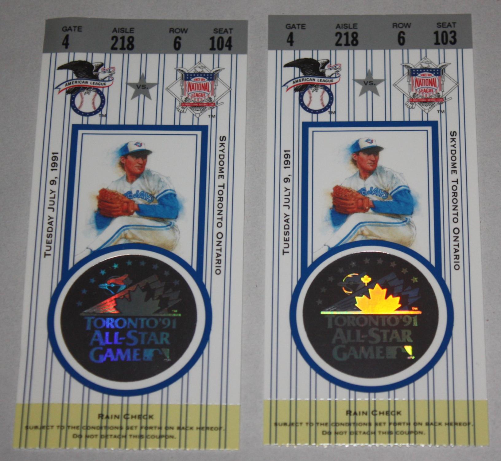 1991 Major League Baseball ALLSTAR GAME PROGRAM and a pair of matching
