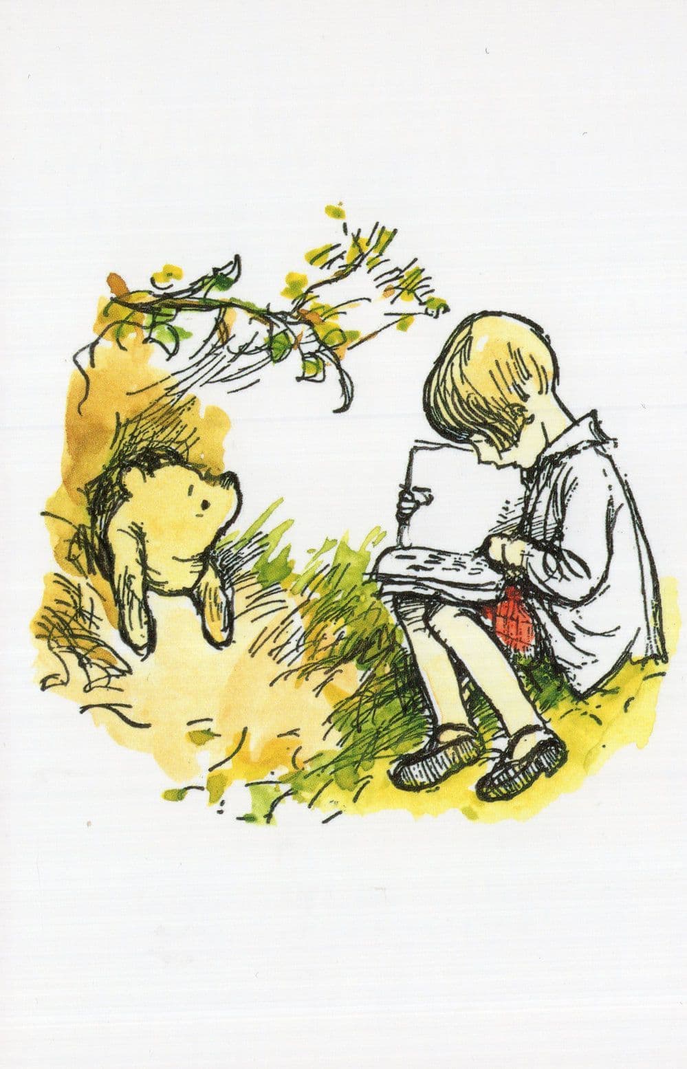Christopher Robin Reading A Book To Winnie The Pooh Postcard Manuscript / Paper Collectible