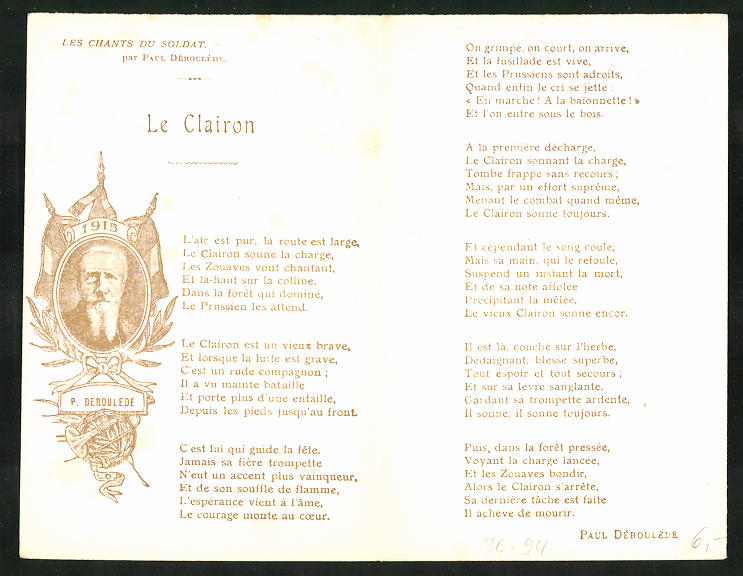 Klapp Carte Postale Le Clairon Les Chants Du Soldat Par Paul Deroulede Infanteriesoldat Avec Fanfare Manuskript Nbsp Nbsp Papierantiquitat Bartko Reher Klapp Carte Postale Le Clairon Les Chants Du Soldat Par Paul Deroulede Infanteriesoldat Avec Fanfare Manuskript Nbsp Nbsp Papierantiquitat Bartko Reher