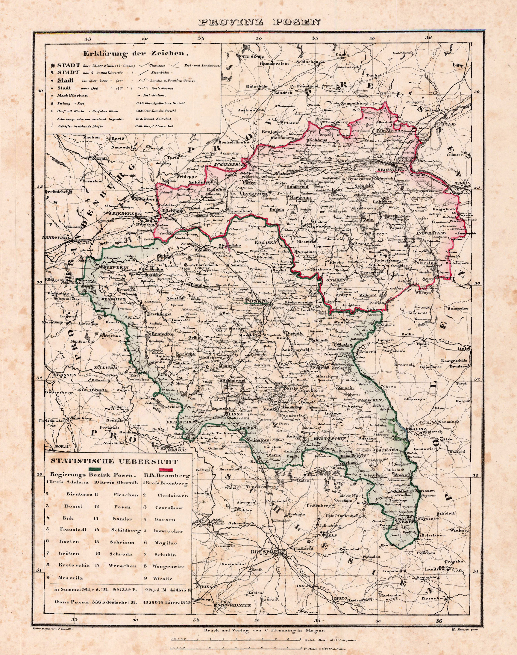 Provinz Posen von Flemming, Carl: (1881) Karte | Antiquariat Reinhold