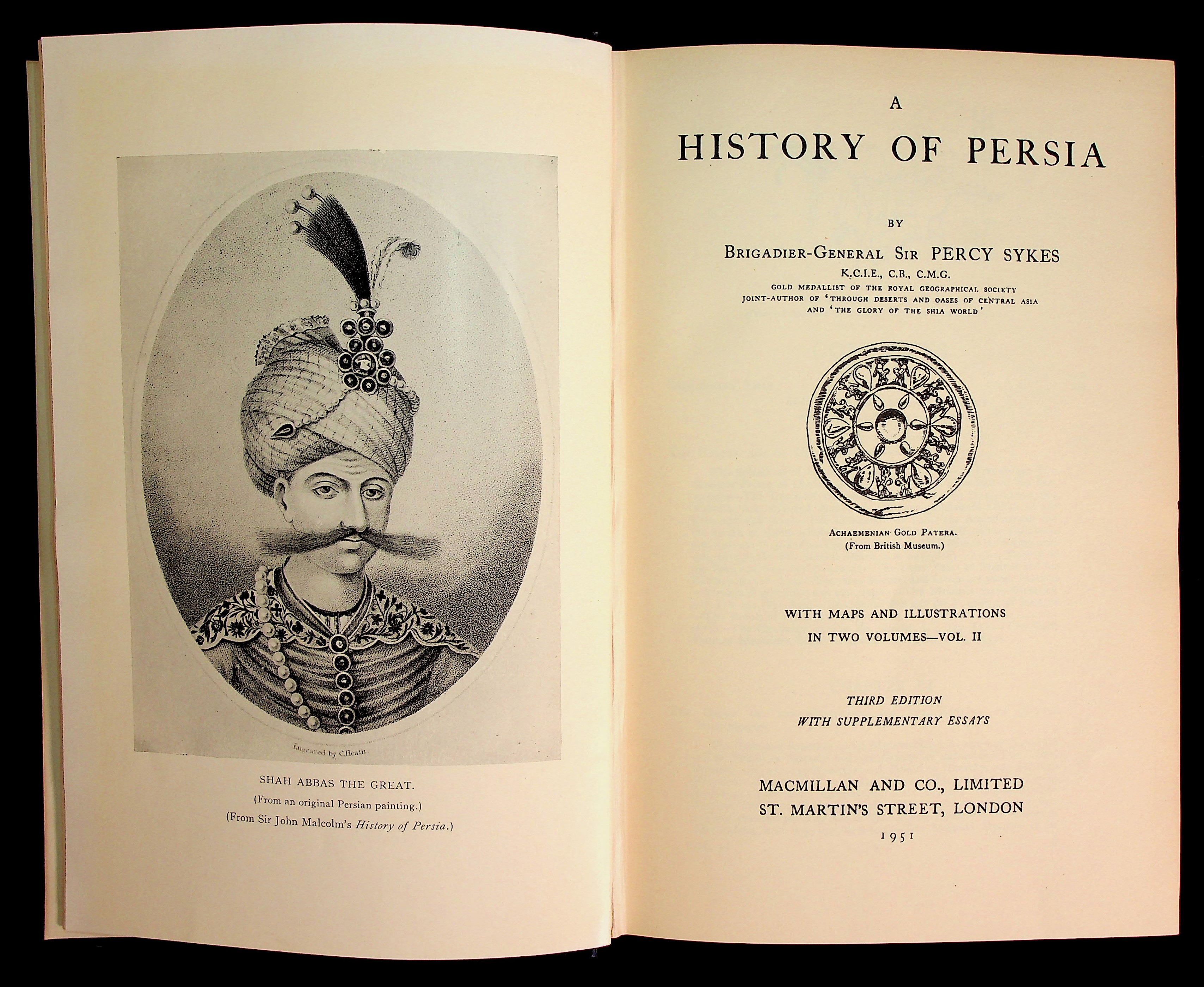 A History Of Persia TWO VOLUMES By Sykes Brigadier General Sir Percy 