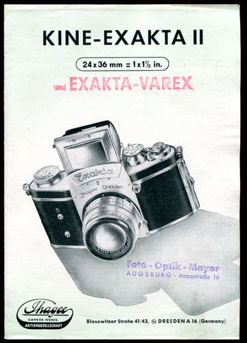 Kine-Exakta II. de Ihagee Kamerawerk AG (Hrsg.):: 15,0 x 21,0 cm, Prospekt.  (1950) | Antiquariat Ralf Rindle