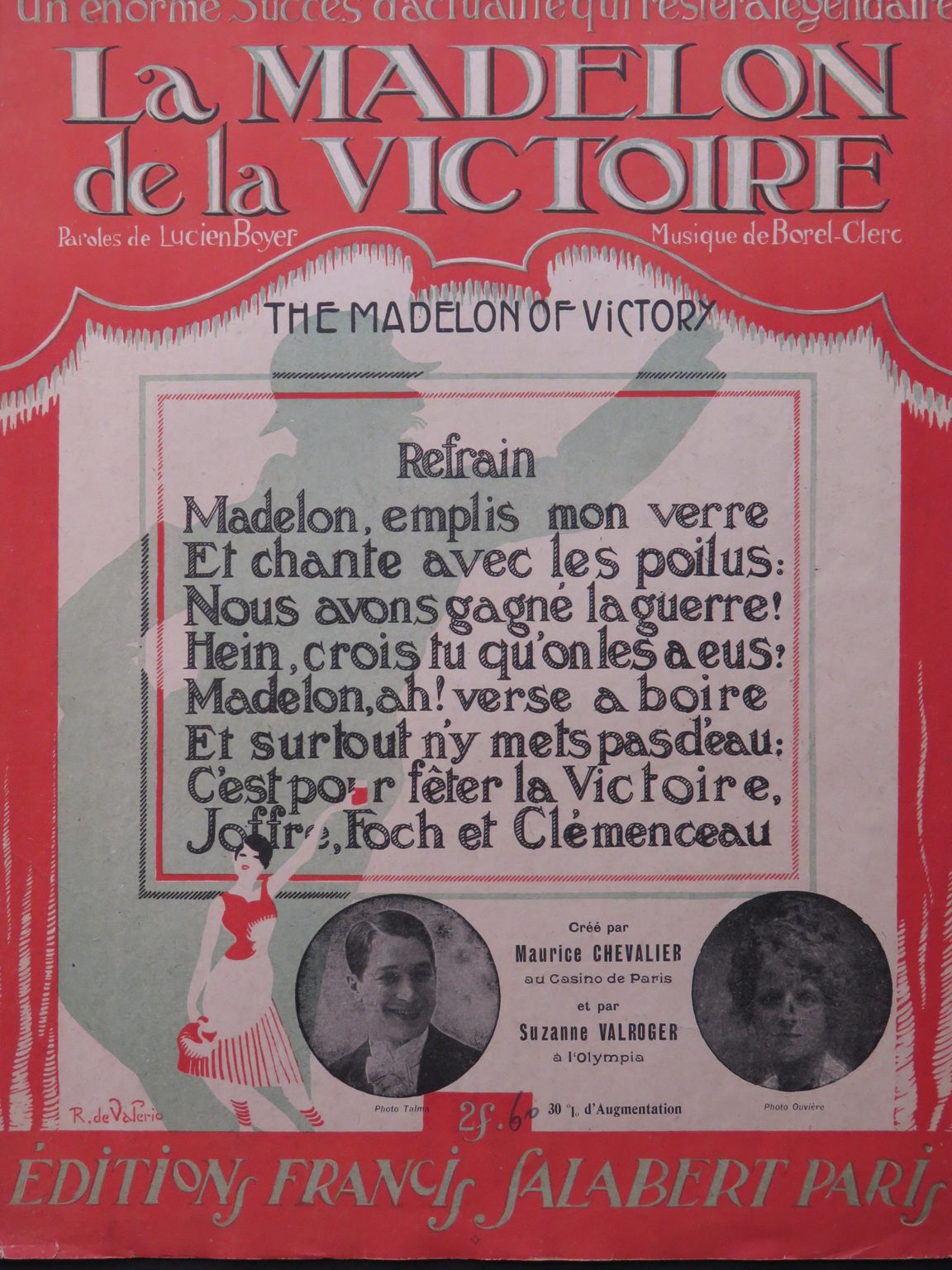 BOREL-CLERC Ch. La Madelon de la Victoire Chant Piano 1918 by BOREL ...