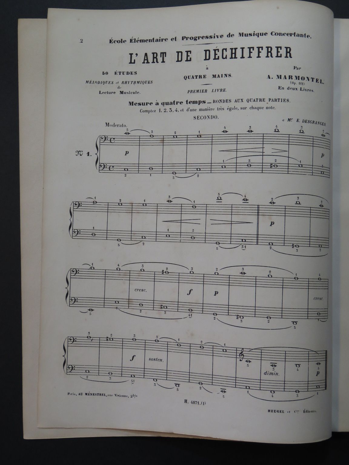 MARMONTEL Antonin L'Art de Déchiffrer Piano 4 mains 1868 by MARMONTEL ...