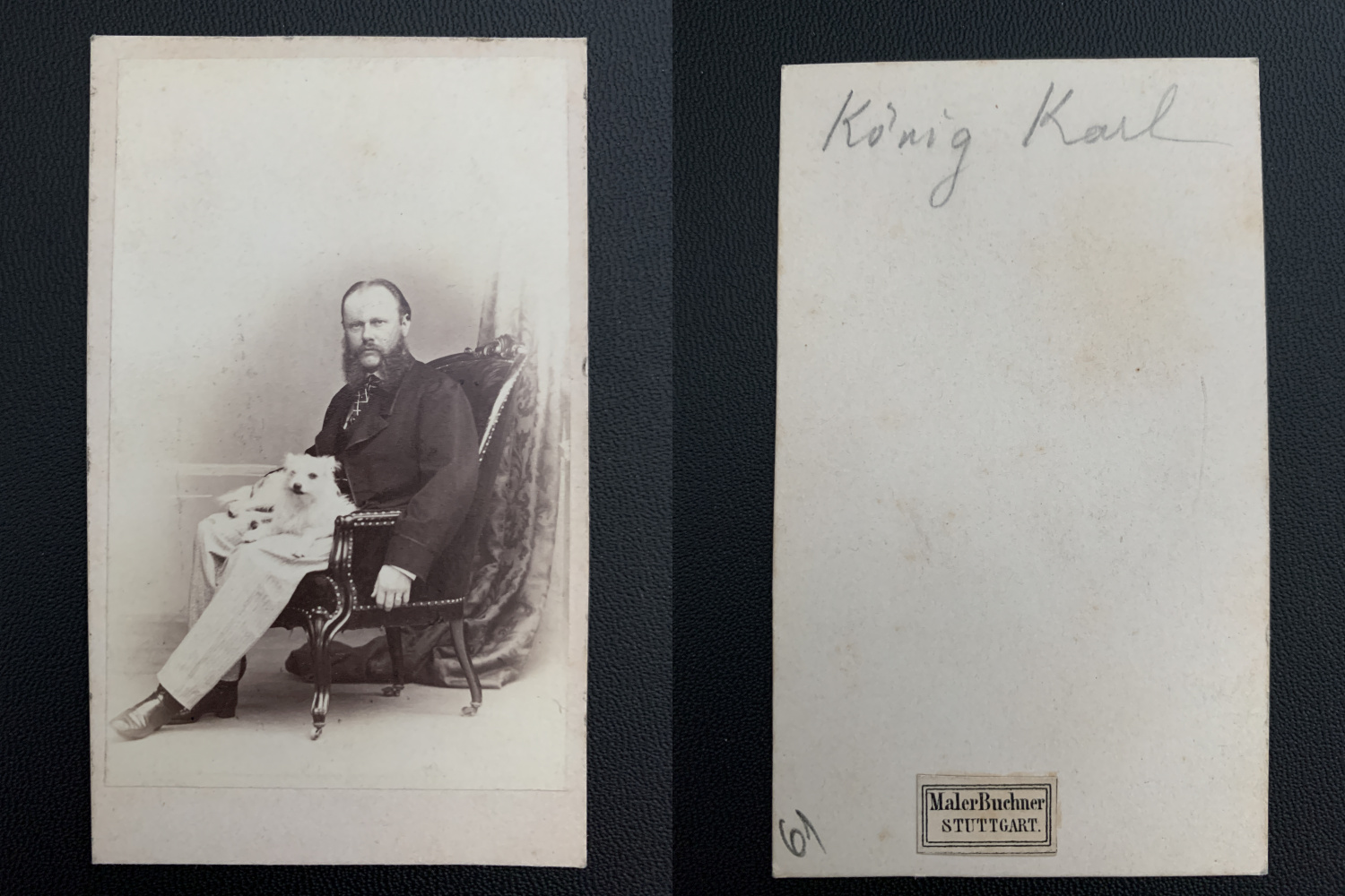 König von Württemberg Vintage albumen print.Charles Ier Wien en Charles 1er 