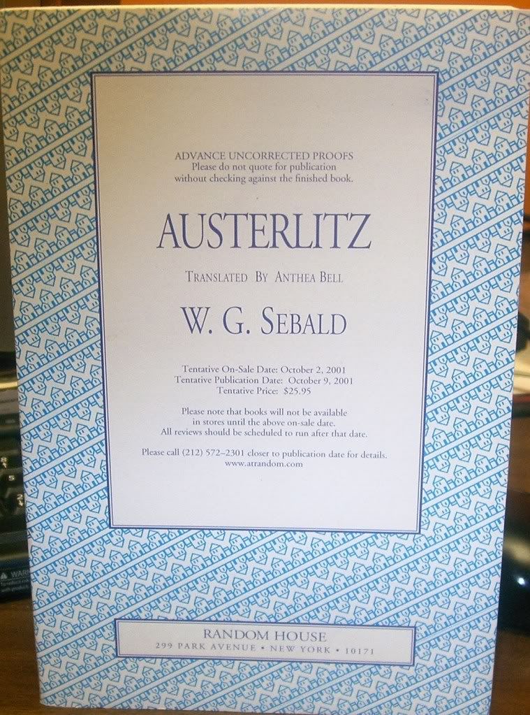 Austerlitz by Sebald, Winfried Georg - Sebald, Winfried Georg