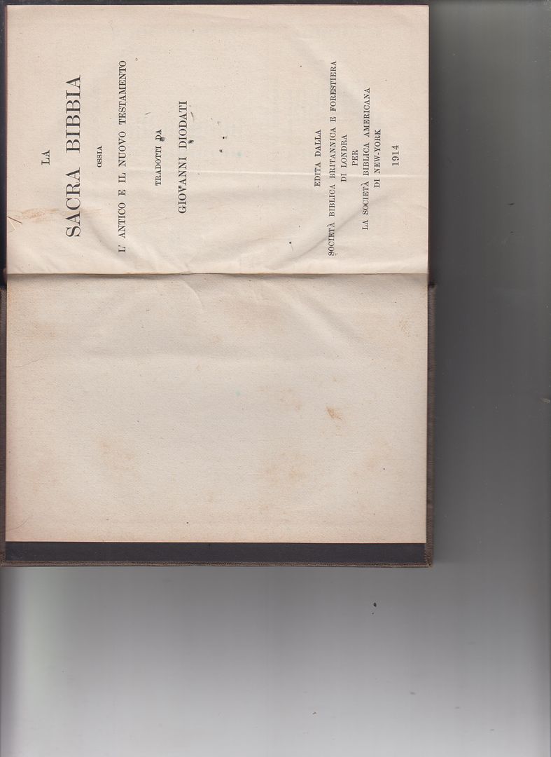 La Sacra Bibbia by Diodati, Giovanni by Diodati, Giovanni: Very Good  Hardcover (1914)