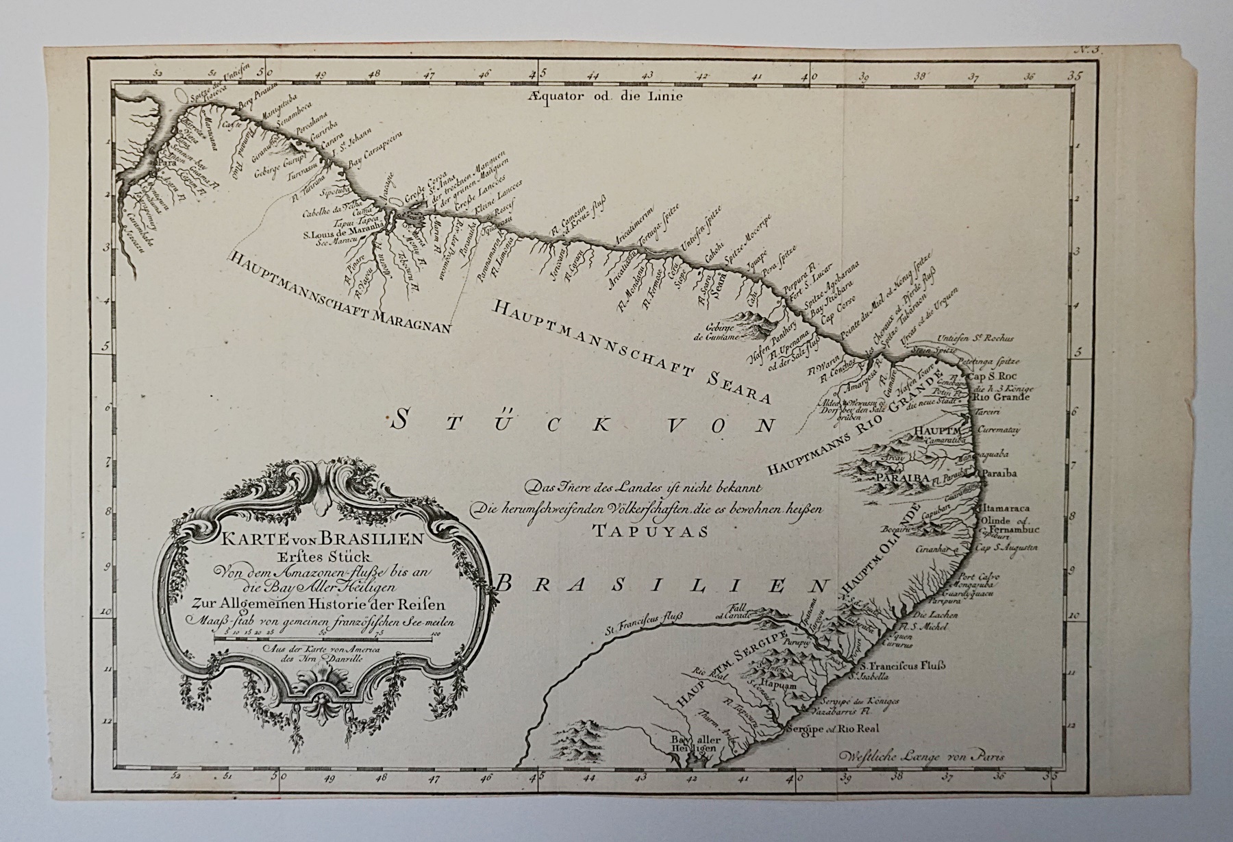 KARTE VON BRASILIEN ERSTES STUCK VON DEM AMAZONEN FLUSSE BIS AN DIE BAY