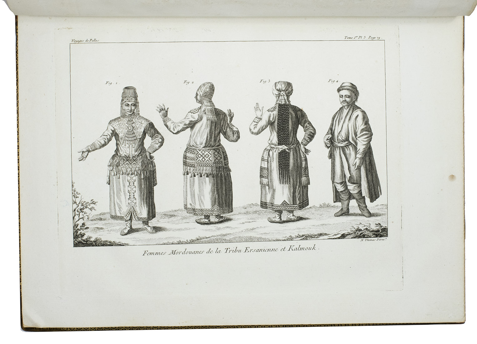 Voyages de M. P.S. Pallas en differentes provinces de l'Empire de Russie, et dans l'Asie septentrionale.Paris, Lagrange (vol. 1), Maradan (vol. 2-5; colophon of vol. 5: printed by Demonville), 1788-1793. 5 text volumes (4to) and 1 atlas volume (Imperial 4to: 33.5 x 25 cm). With 123 engraved plates and maps (27 folding), including a large folding map of the Russian Empire. Uniform gold-tooled tree calf, gilt edges. - PALLAS, Peter Simon (M. GAUTHIER DE LA PEYRONIE, transl.).