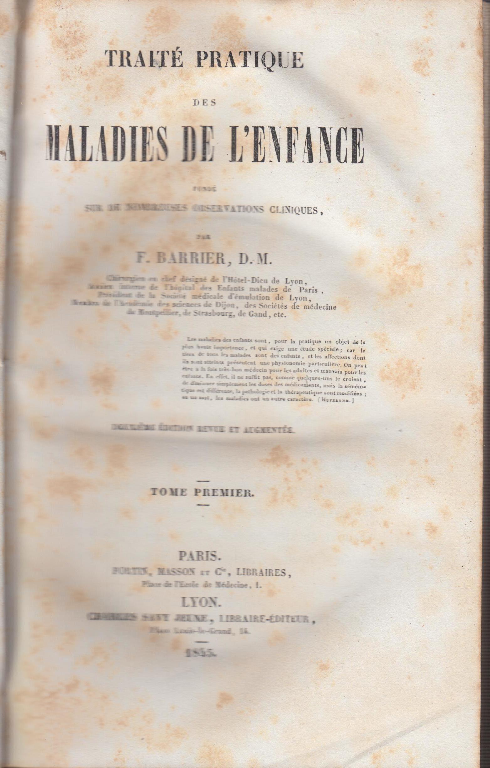 François Marguerite Barrier by Traité pratique des maladies de l ...