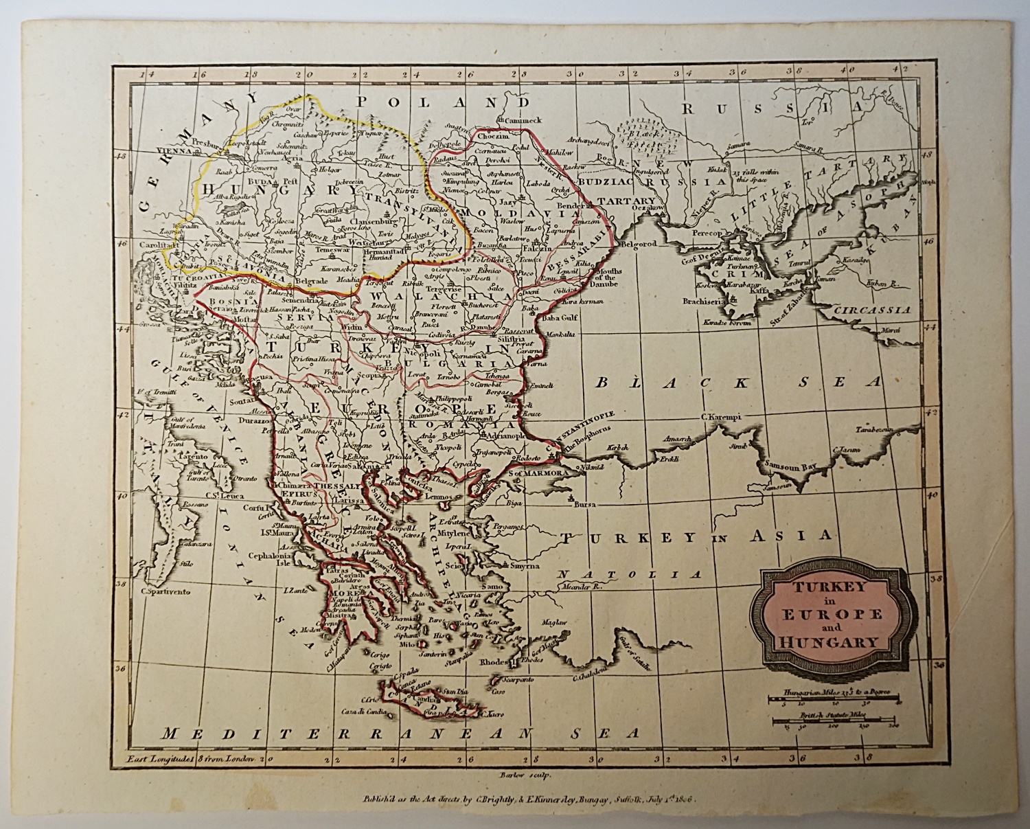 Turkey In Europe And Hungary Map By Ezekiel Blomfield Very Good 1806 Karol Krysik Books Abac Ilab Ioba Pbfa