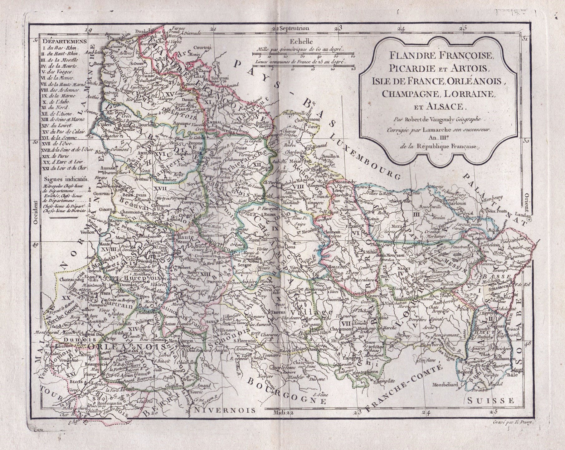 Flandre Francoise Picardie Et Artois Isle De France Orleanois Champagne Lorraine Et Alsace Picardie Artois Champagne Alsace Lorraine Isle De France Carte Karte Map By Vaugondy Didier Robert De C 1723 1786 1780