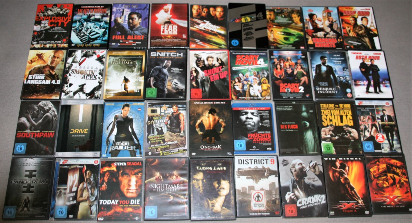 36 DVDs - ACTIONFILME - Fast and Furious, Rush Hour, Willis, Stallone,  Statham, Seagal, Chan by Diverse:: Gut DVD. | Antiquariat Gallenberger