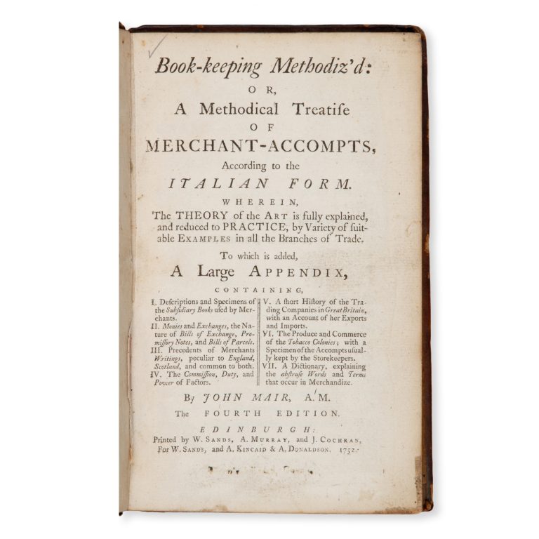 Book-keeping methodiz'd : or, a methodical treatise of merchant-accompts, according to the Italian form. - MAIR, John