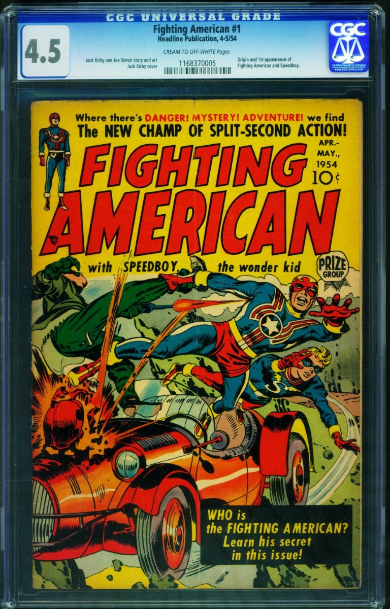 FIGHTING AMERICAN #1-CGC 4.5 1954-PRIZE-ORIGIN-SIMON-KIRBY 1168370005:  (1954) Comic | DTA Collectibles, image size:768x1200
