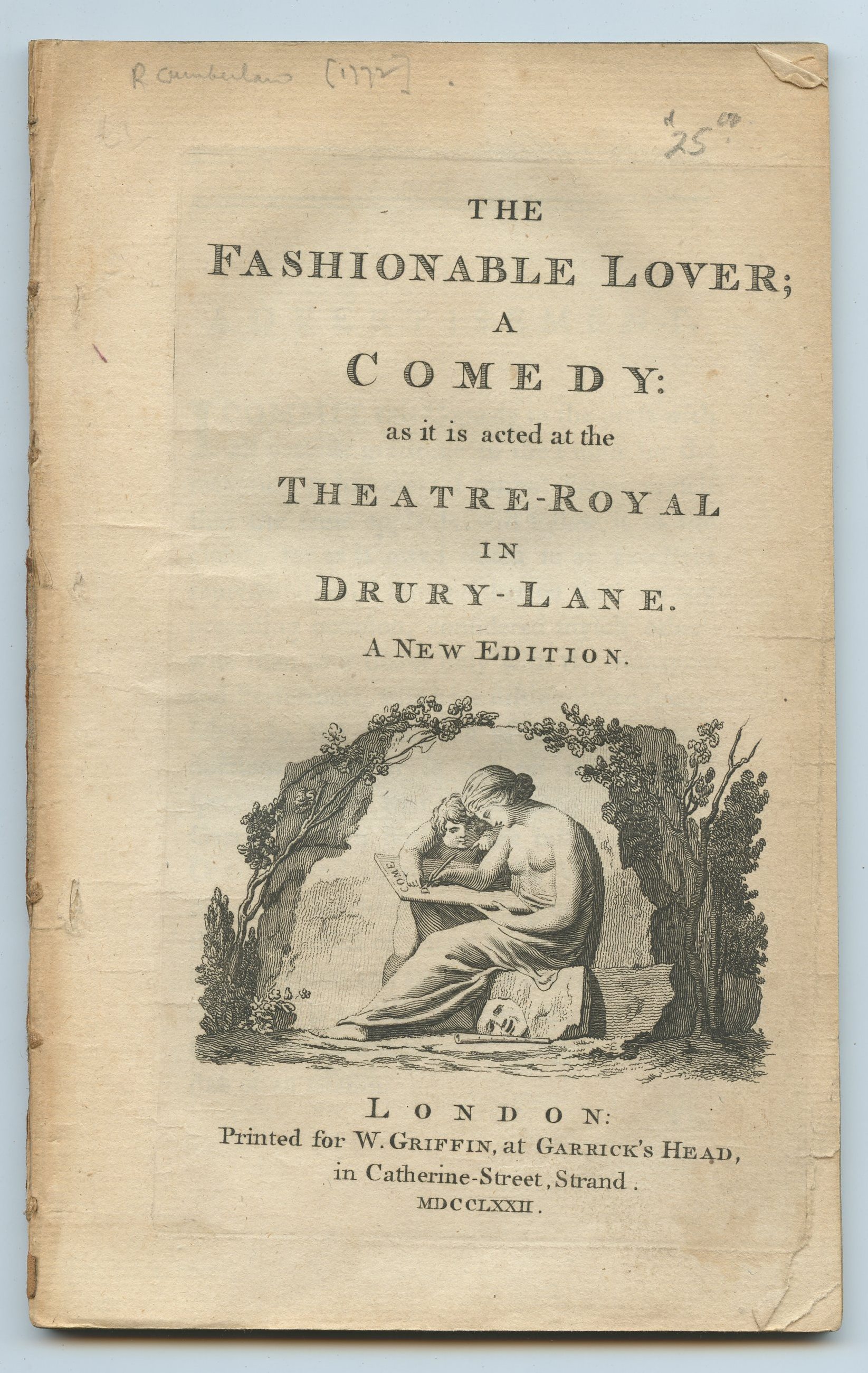 The Fashionable Lover; A Comedy: as it is acted at the Theatre-Royal in Drury-Lane - [CUMBERLAND, Richard]