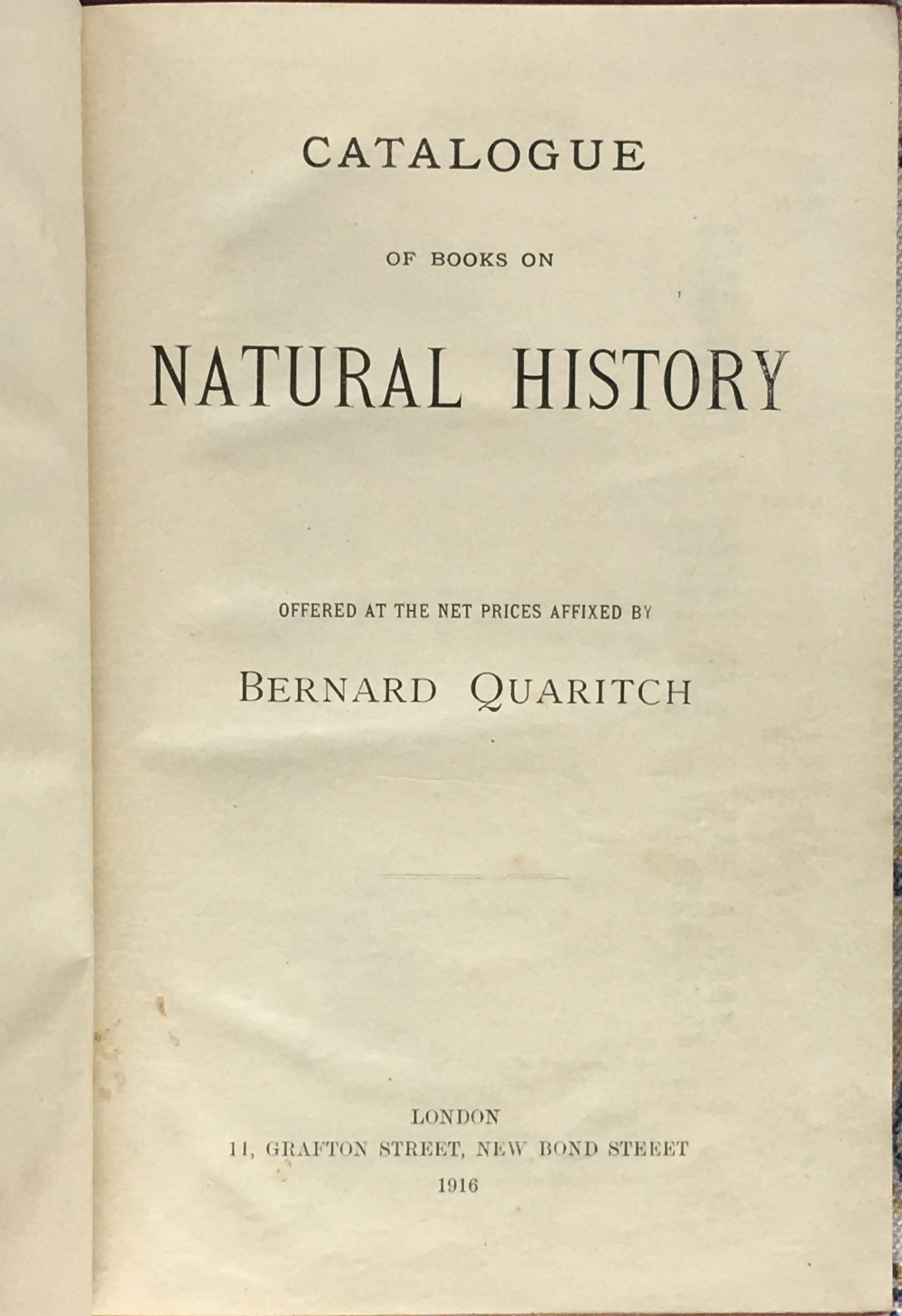 Catalogue of books on natural history (etc.) by Quaritch Good