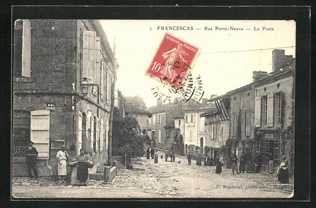 Carte postale Francescas, Rue Porte-Neuve, La Poste [Near Fine]
