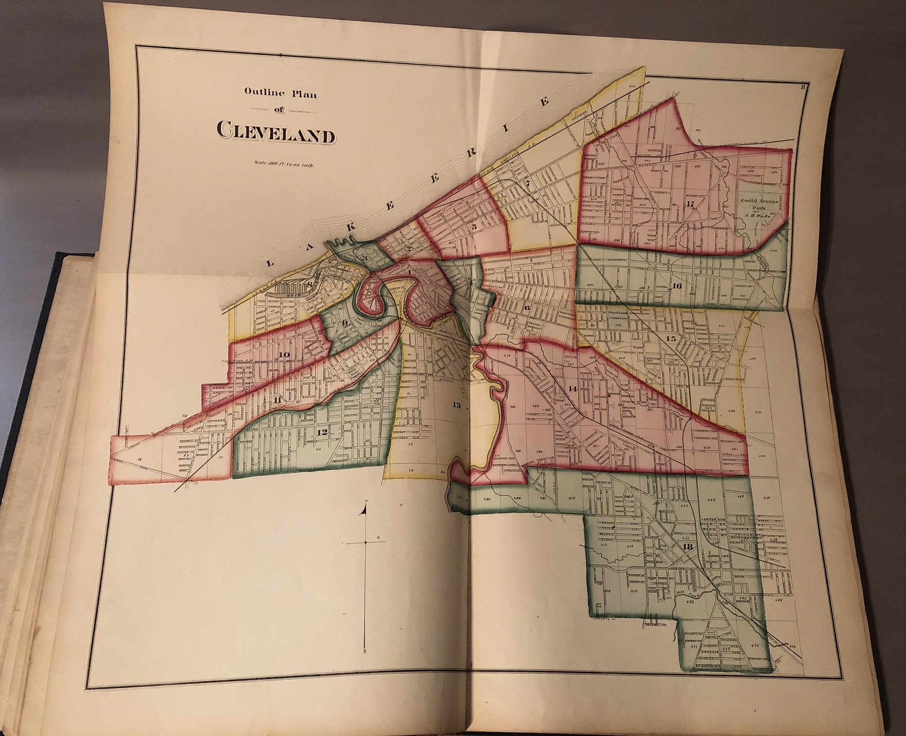 Atlas of Cuyahoga County Ohio by LAKE, D.J. Near Fine Leather (1874
