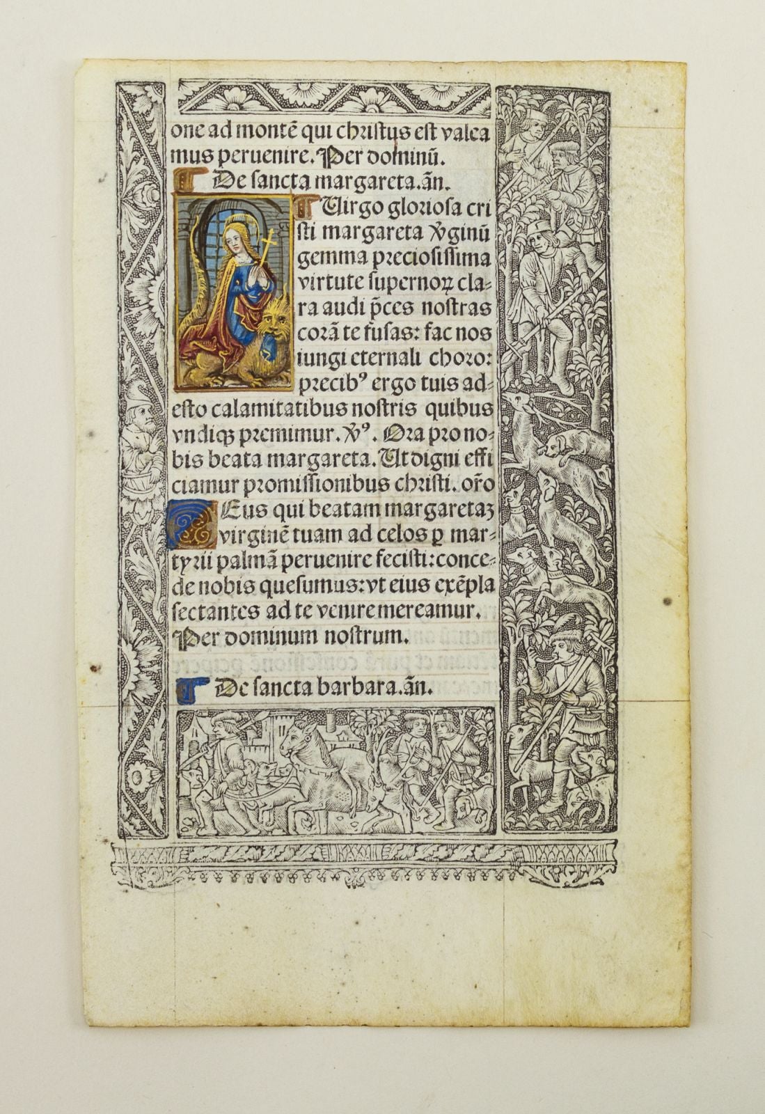 SOME WITH FINELY HAND-COLORED MINIATURES (VELLUM PRINTING). LEAVES, OFFERED INDIVIDUALLY, FROM A BOOK OF HOURS PRINTED ON VELLUM [ ]