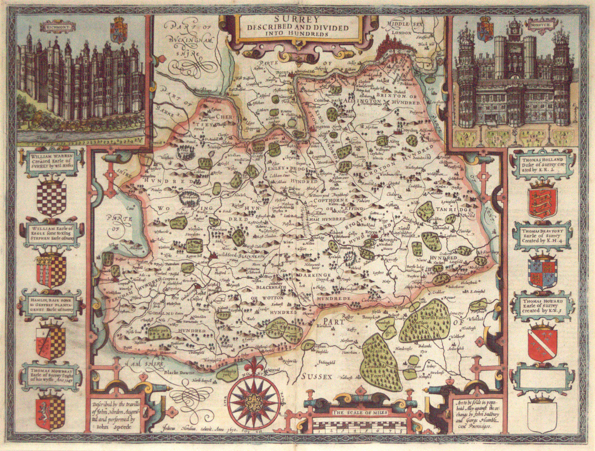 England Details about   Old Antique Collectable Tudor map of Surrey John Speed 1600's Reprint 