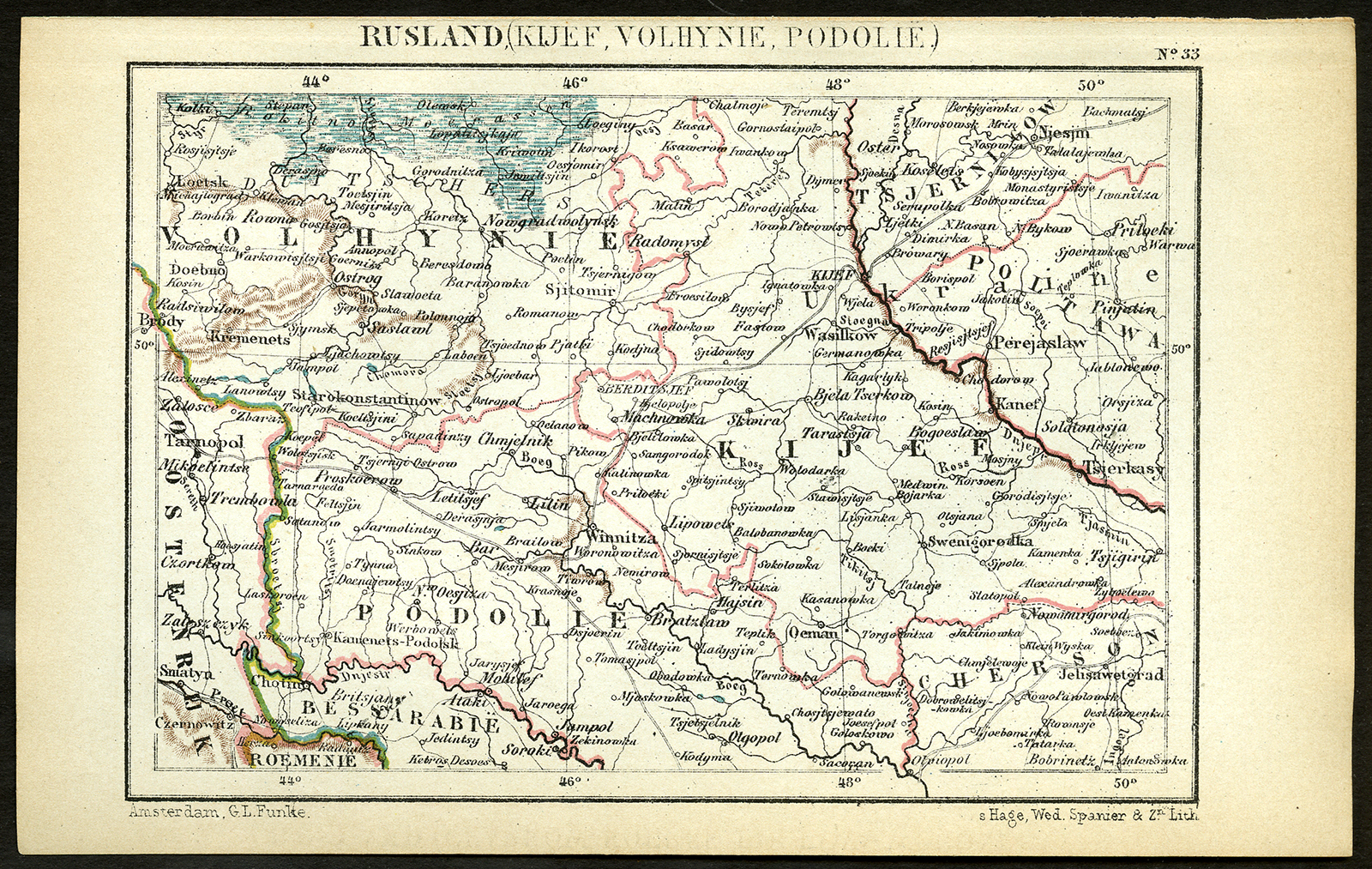 Antique MapRUSSIAUKRAINEKIEVVOLHYNIAPODOLIAJacob Kuyper1880
