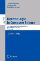 Deontic Logic in Computer Science - Agotnes, Thomas|Broersen, Jan M.|Elgesem, Dag