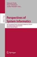 Perspectives of Systems Informatics - Clarke, Edmund M.|Virbitskaite, Irina|Voronkov, Andrei