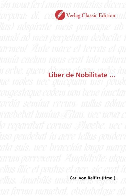 Liber de Nobilitate . - von Reifitz, Carl