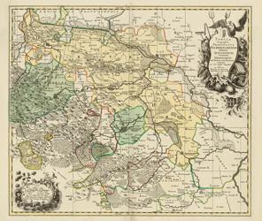 Historische Karte: Fürstentum Halberstadt mit der Abtei Quedlinburg und der Grafschaft Werningerode und der Harz 1760 (Plano) - Dingelsted, Christoph A.