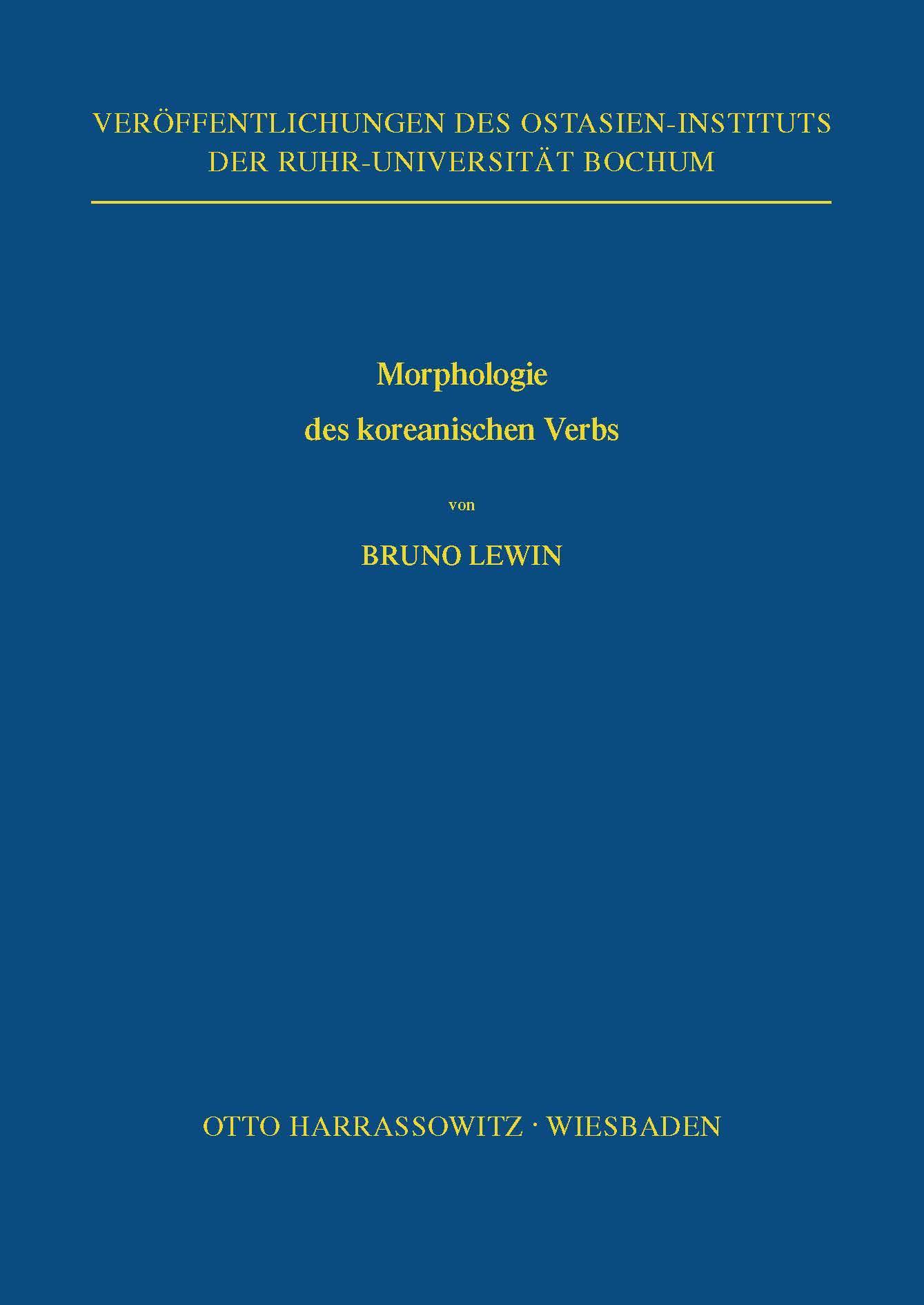 Lewin, B: Morphologie des koreanischen Verbs - Lewin, Bruno