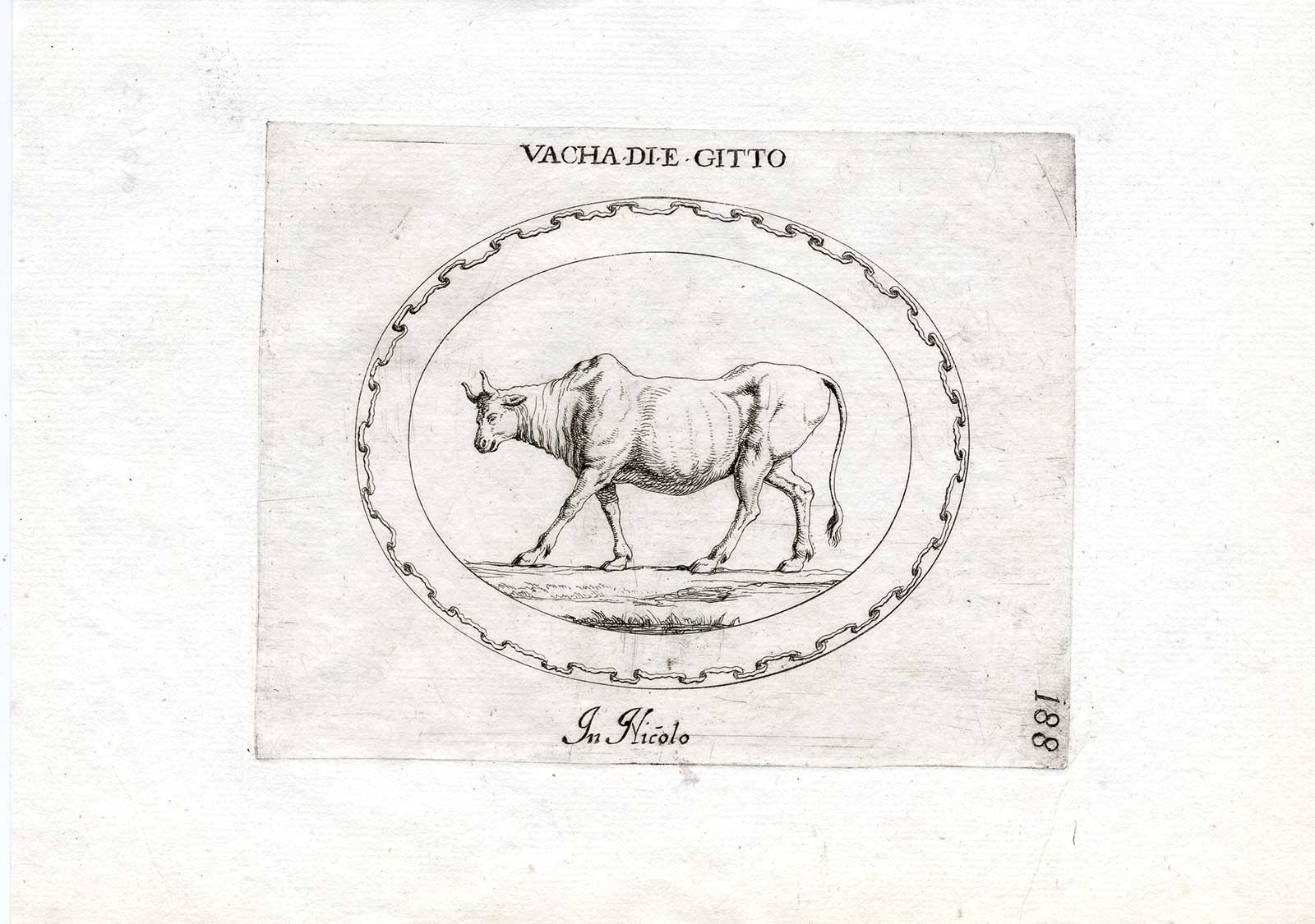 Rare Antique Print-EGYPTIAN COW-ONYX-CAMEO-Pl. 188-Agostini-Battista-1657 [ ]