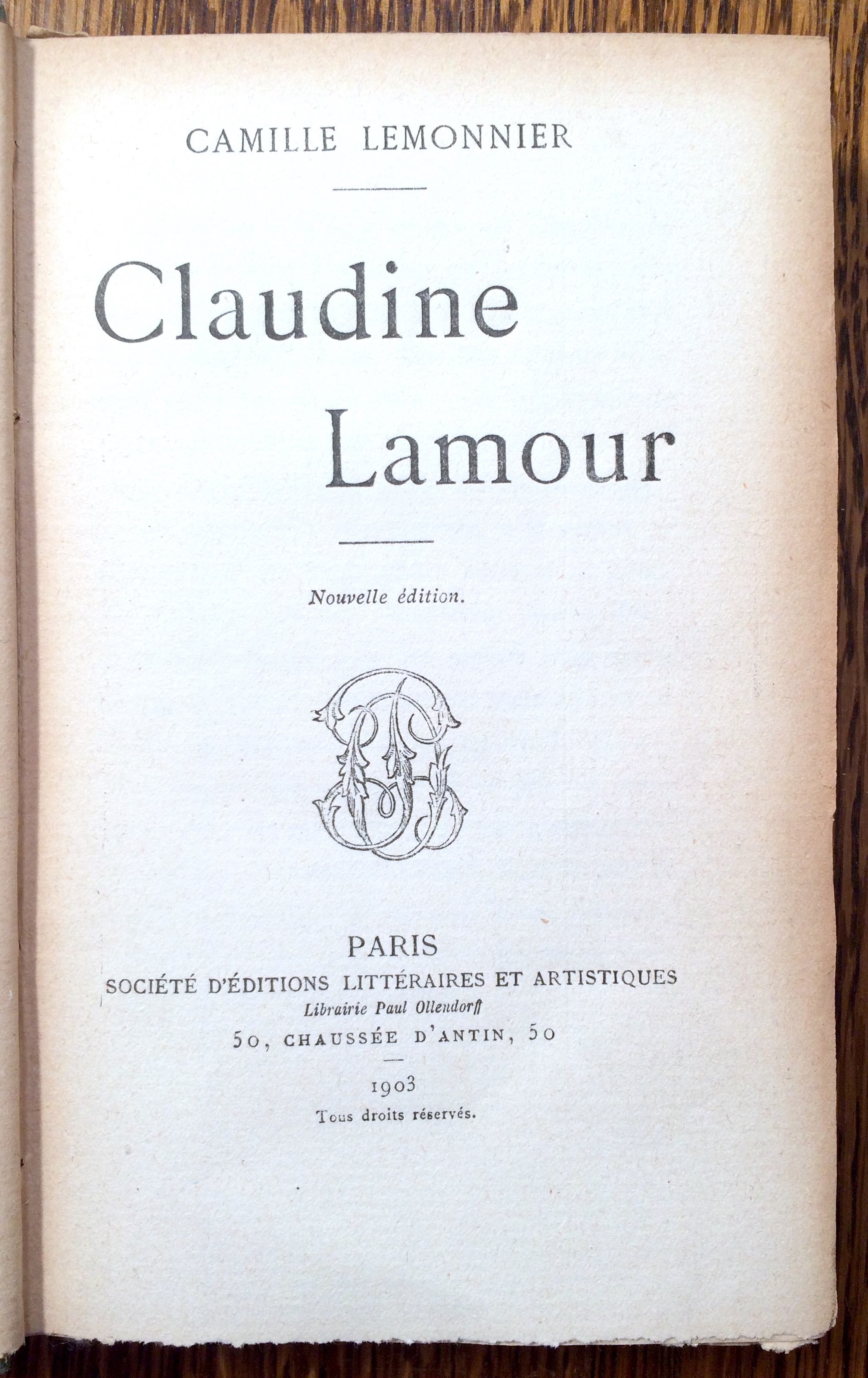Claudine Lamour Nouvelle Edition By Lemonnier Camille Signed By 
