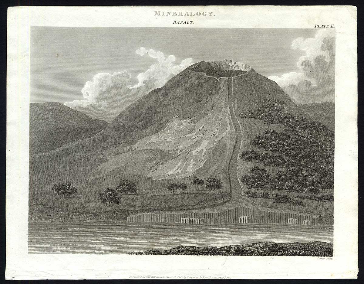 Antique printNATURAL HISTORYMINERALOGYBASALTVOLCANIC MOUNTAINRees