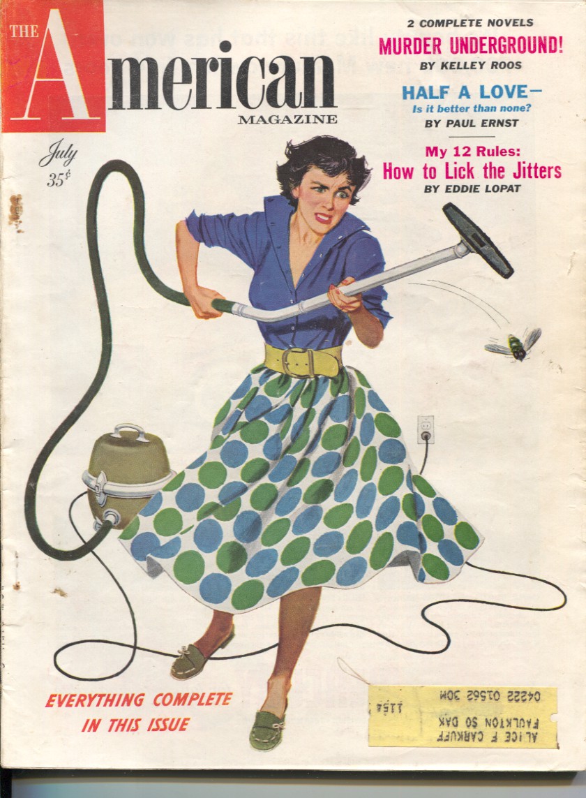 American Magazine 7/1954-vacuum vs bug cover-Kelly Roos pulp fiction-classic car ads-VG [Very Good] [Softcover]