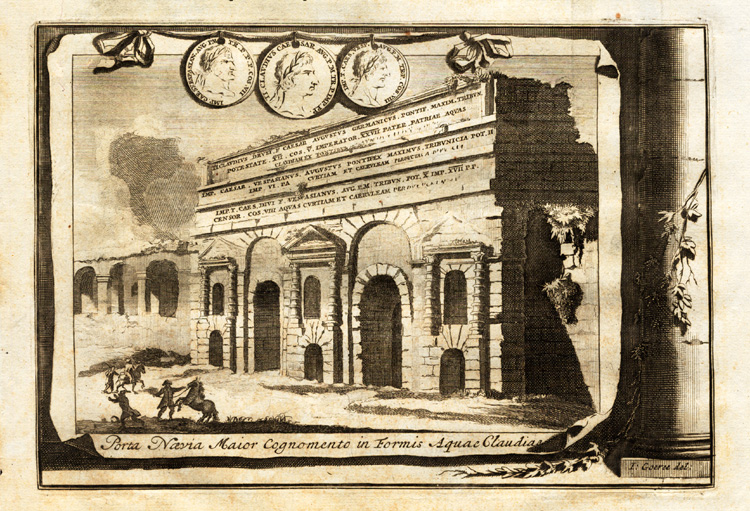 Antique Print-ROME-SERVIAN WALL-GATE-MEDALLION-CAESAR-ITALY-Halma-1704 [ ]
