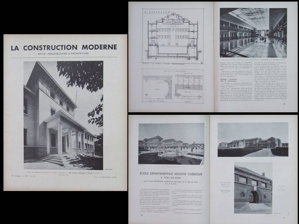 LA CONSTRUCTION MODERNE n°5-6 1938 PANTIN, PISCINE LECLERC, ECOLE VITRY, MARSEILLE PHARO [Bon] [Couverture souple]