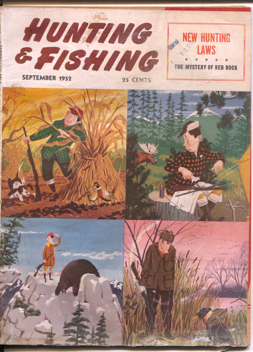 Hunting and Fishing 9/1952-Dan Siculan cover art-pix-info-ads