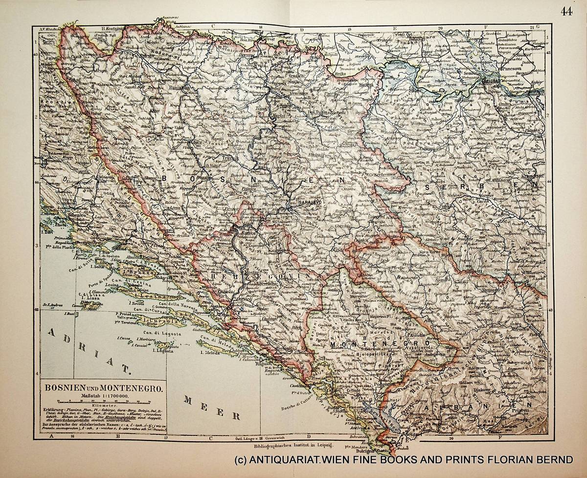 Bosnia and Herzegovina map c. 1900 / Bosnien