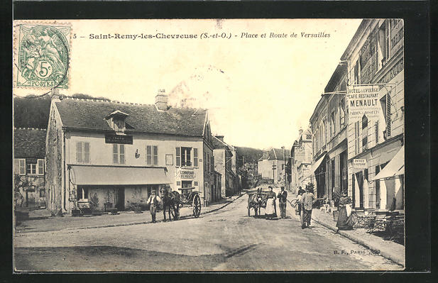 Carte postale Saint-Remy-les-Chevreuse, Place et Route de Versailles ...