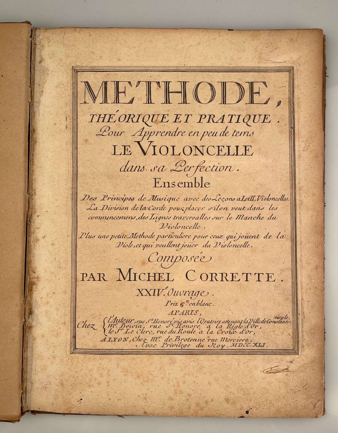 Méthode théorique et pratique pour apprendre en peu de tems le violoncelle  dans sa perfection : XXIVe ouvrage / Michel Corrette
