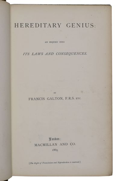 Hereditary Genius: an inquiry into its laws and consequences. de GALTON ...