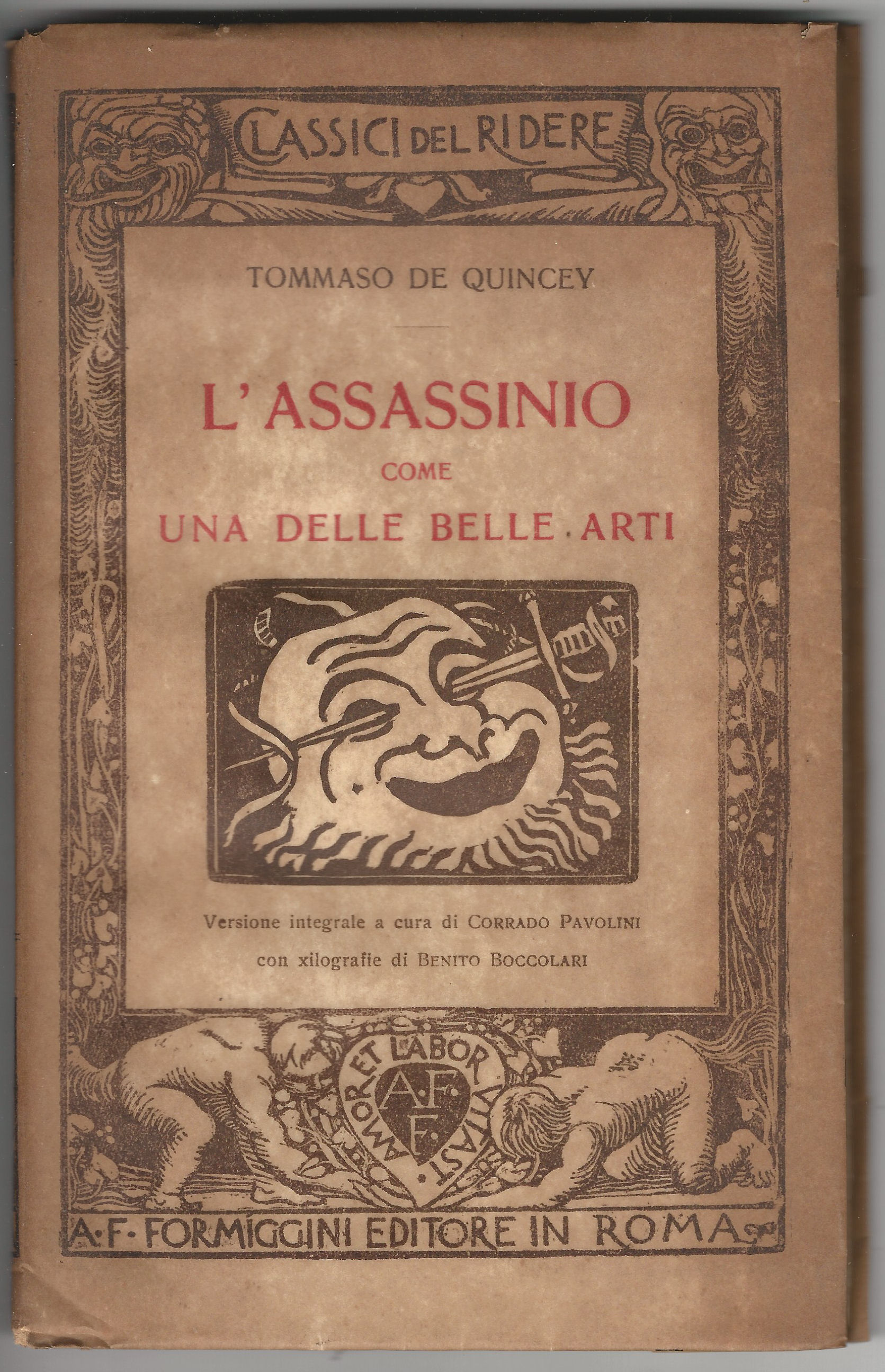 Abebooks L'assassinio come una delle belle arti. Versione integrale a cura di Corrado Pavolini con xilografie di Benito Boccolari