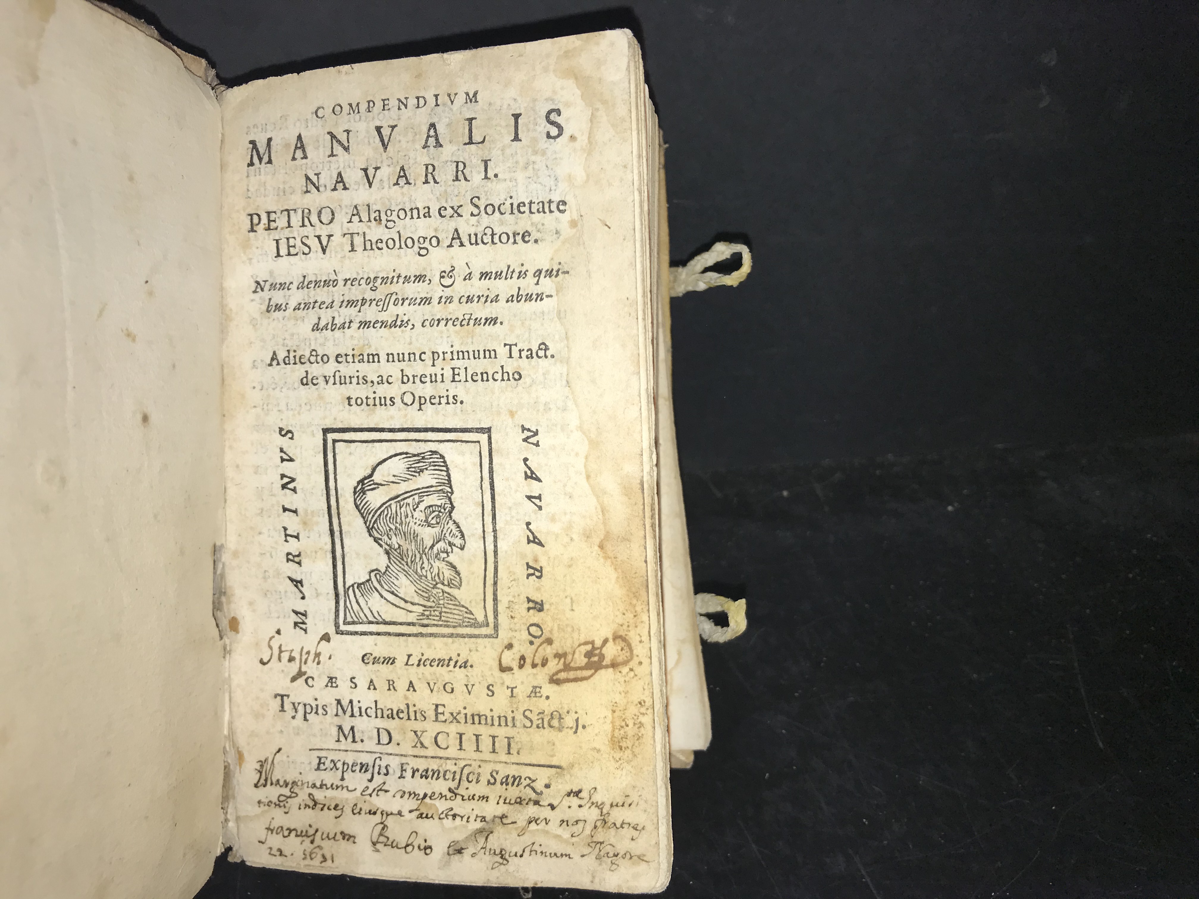 Compendium Manualis D Navarri Auctore Petro Alagona Societa Iesu Nunc Recens Recognitum Emendatum Et Auctum Accesit Eiudem Navarri De Usuris Compendium Etiam Recognitum Auctum Cum Duplici Indice