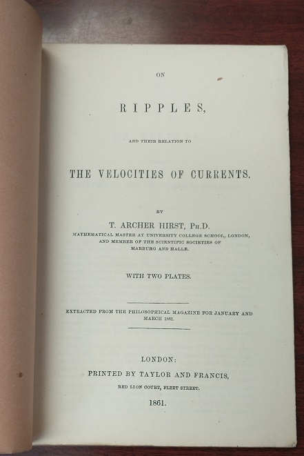 On Ripples and Their Relation to the Velocities of Currents [signed] by ...