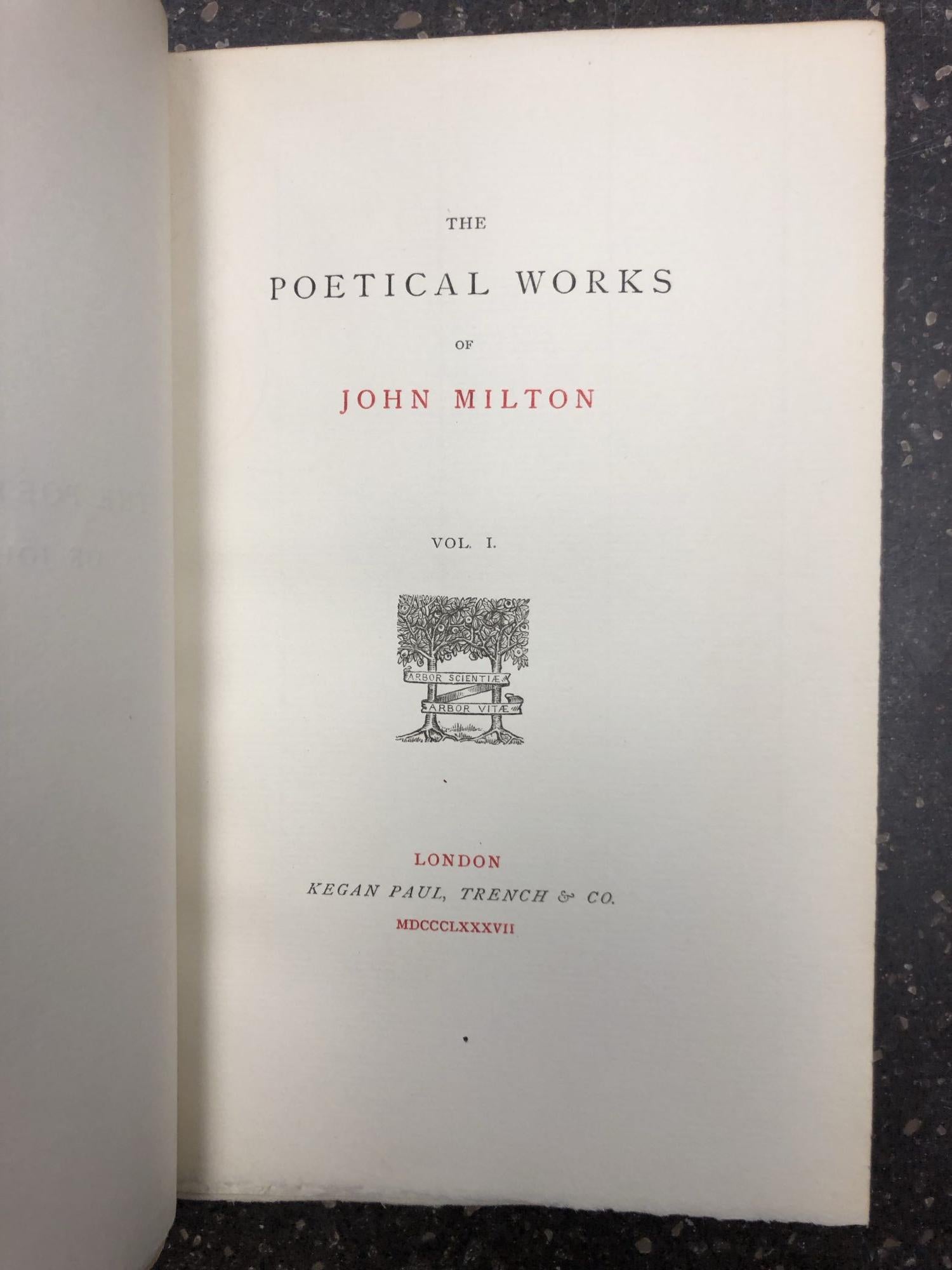 THE POETICAL WORKS OF JOHN MILTON [TWO VOLUMES] by Milton, John