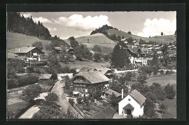 Ansichtskarte Goldiwil, Blick auf Kirche (1943) Manuskript