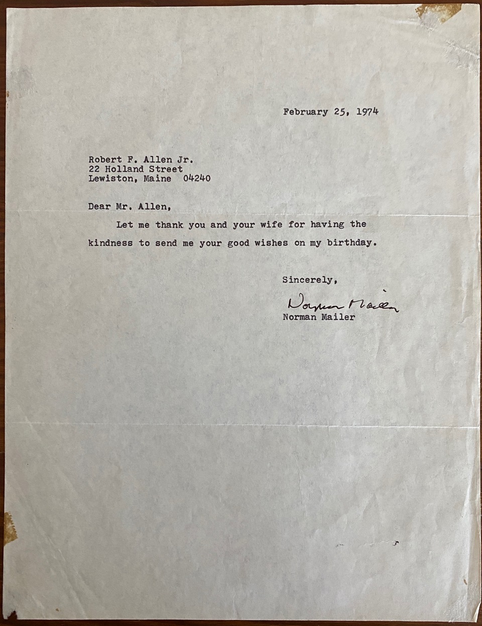 Norman Mailer Letters and Book collection by MAILER, Norman Kingsley