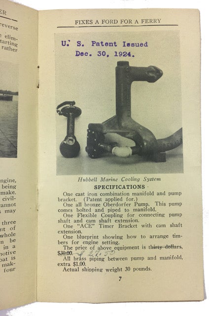 The Hubbell Marine Cooling System (Patent Applied For) in Combination with A Ford Motor Fits a Ford for a Ferry [Satisfaisant] [Couverture souple]