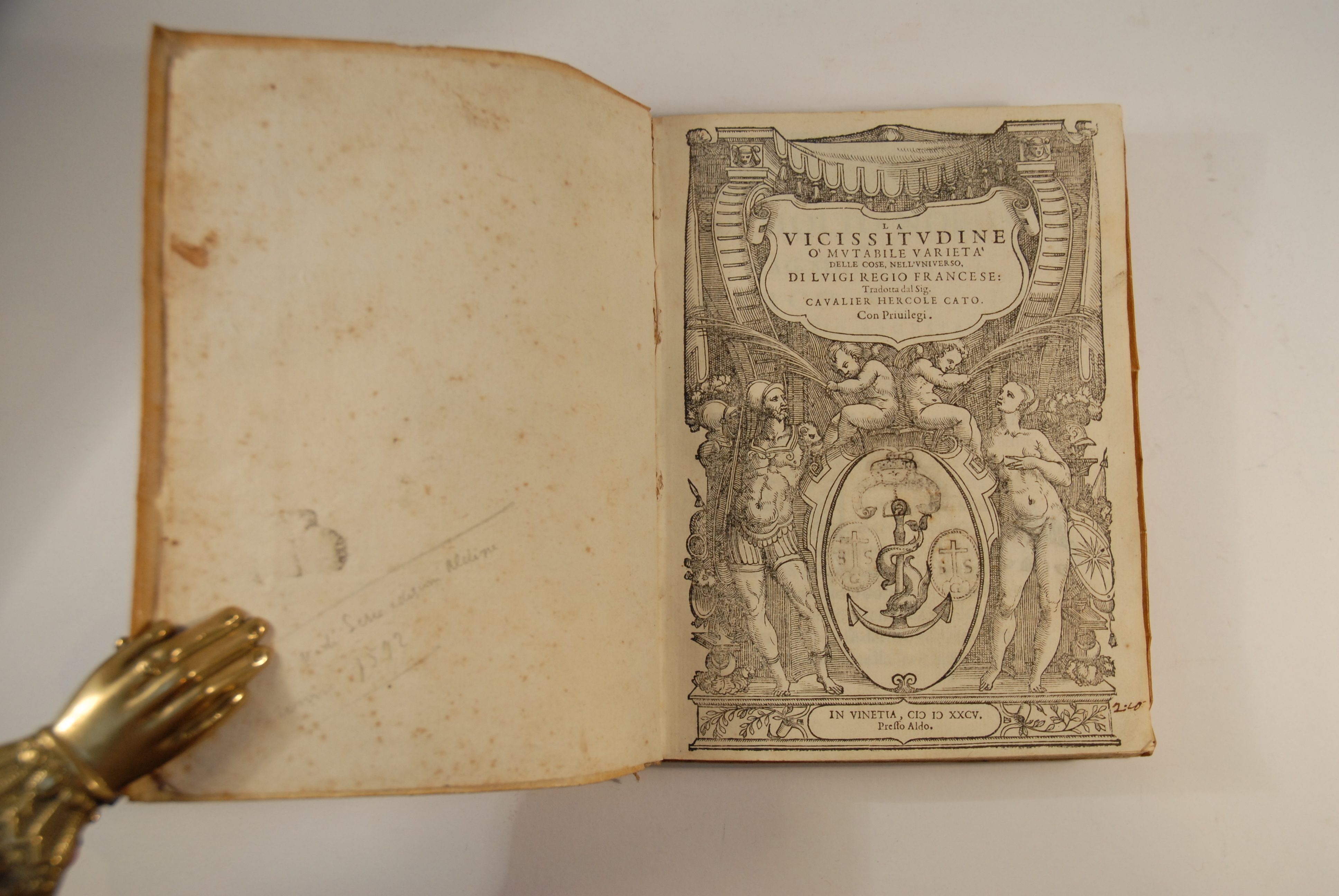 1585 Aldo Manuzio La vicissitudine o mutabile varietà delle cose nell’universo 
